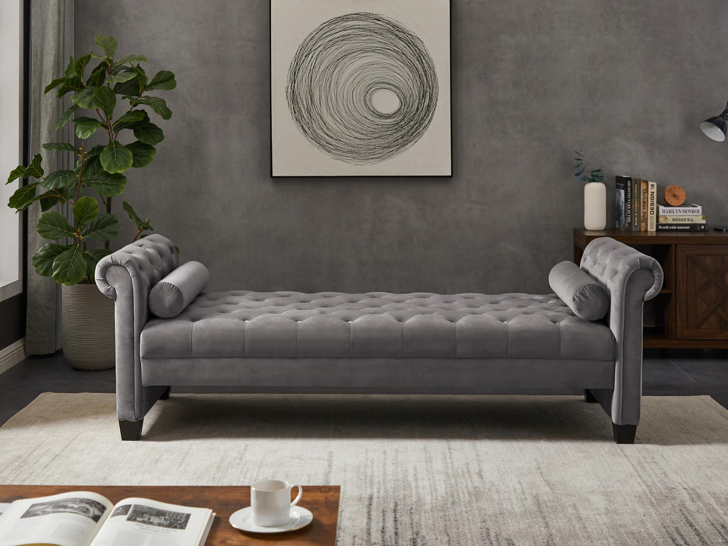 The Mozelle 82.3" Rectangular Large Chaise Dark Grey