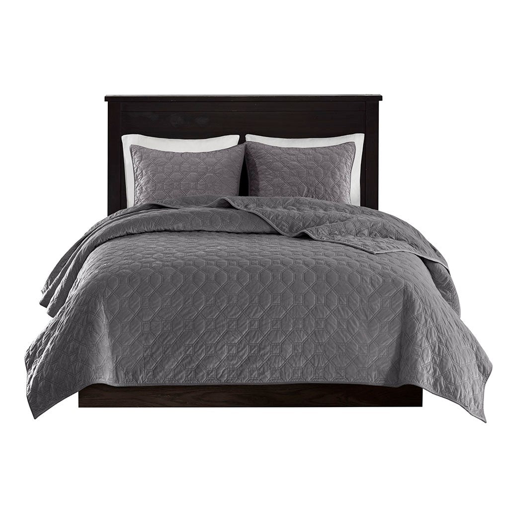 Harper Faux Velvet Reversible 3 Piece Coverlet Set