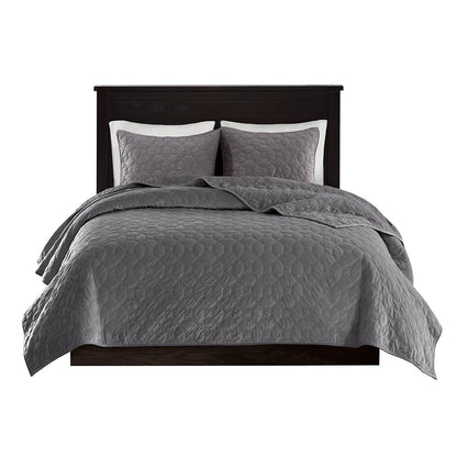 Harper Faux Velvet Reversible 3 Piece Coverlet Set