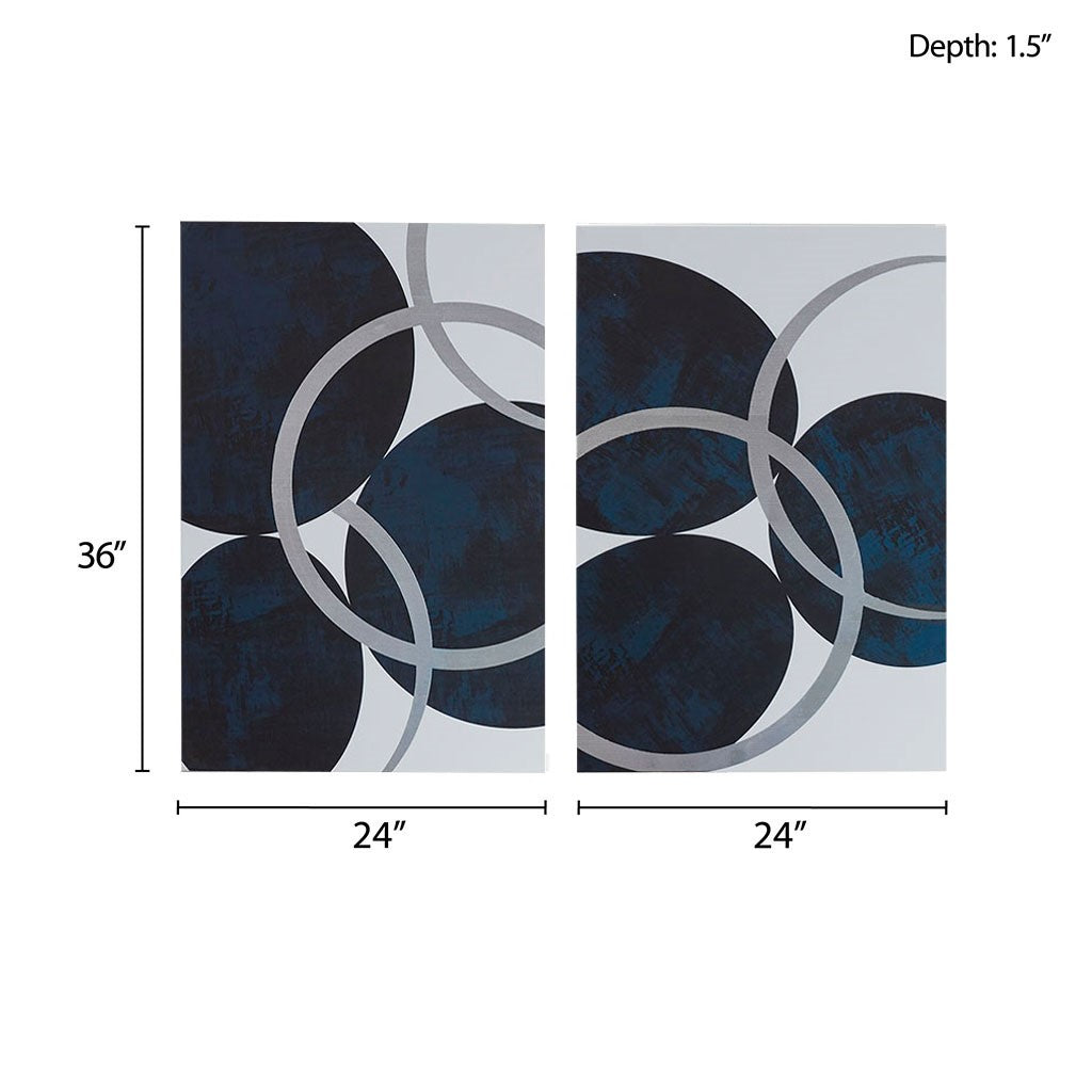 Celestial Orbit Navy Gel Coated and Silver Foil Canvas
