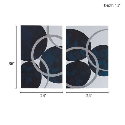 Celestial Orbit Navy Gel Coated and Silver Foil Canvas