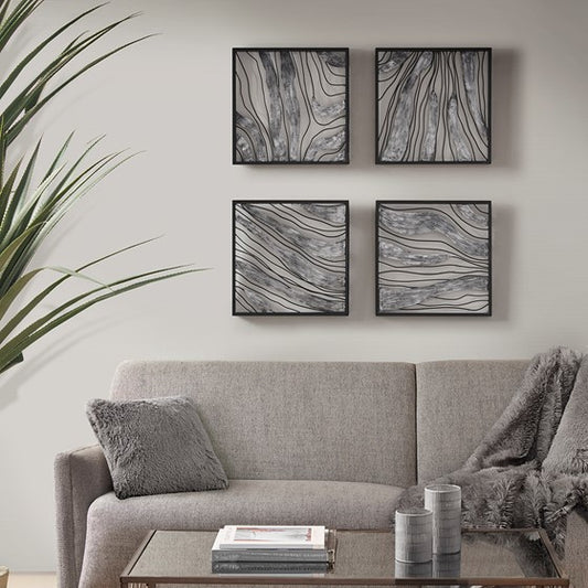 Slate Metal Wall Decor 4PC Set