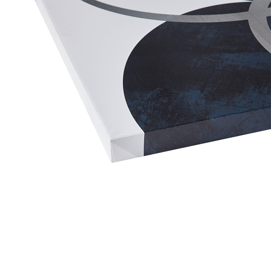 Celestial Orbit Navy Gel Coated and Silver Foil Canvas