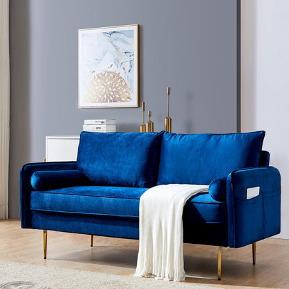 Velvet Fabric sofa with pocket-71‘’Blue