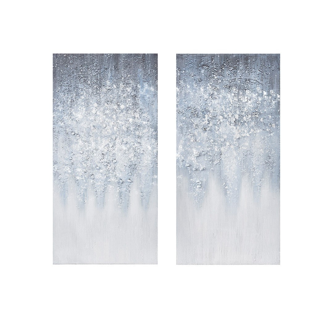 Winter Glaze Heavy Textured Canvas with Glitter Embellishment 2 Piece Set
