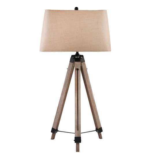 WOOD 59" TRIPOD FLOOR LAMP, BROWN