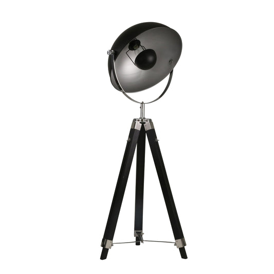 WOOD 65" TRIPOD SPOTLIGHT FLOORLAMP, BLACK