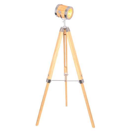 WOOD 55" ADJUSTABLE TRIPOD FLOOR LAMP, NATURAL - K