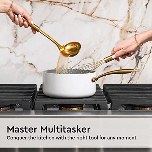 Black and Gold Kitchen Utensils with Gold Utensil Holder -17PC Gold Cooking Utensils Set Includes Black & Gold Measuring Cups and Spoons, Black Silicone Cooking Utensils Set -Gold Kitchen Accessories