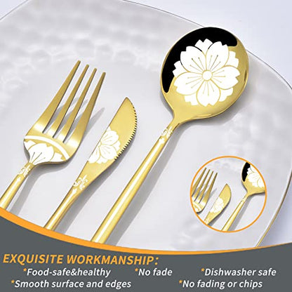 Mirror Modern Flatware Set for 4, 20-Piece Stainless Steel Silverware Set, LaienLife Unique Utensils with Long Forks Spoons and Knives Sets, Great for Home and Restaurant, Dishwasher Safe - Silver