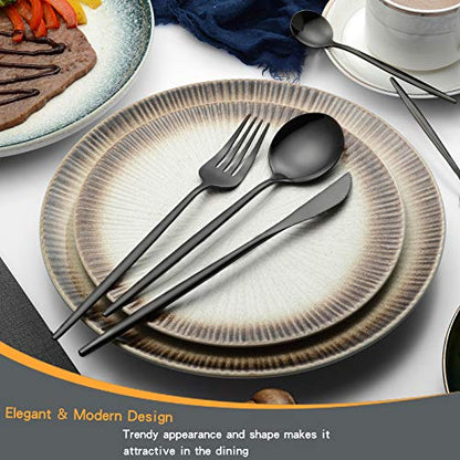 Mirror Modern Flatware Set for 4, 20-Piece Stainless Steel Silverware Set, LaienLife Unique Utensils with Long Forks Spoons and Knives Sets, Great for Home and Restaurant, Dishwasher Safe - Silver