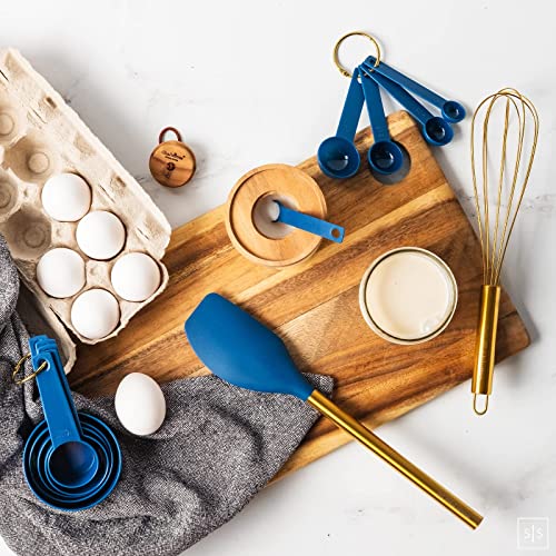Black and Gold Kitchen Utensils with Gold Utensil Holder -17PC Gold Cooking Utensils Set Includes Black & Gold Measuring Cups and Spoons, Black Silicone Cooking Utensils Set -Gold Kitchen Accessories