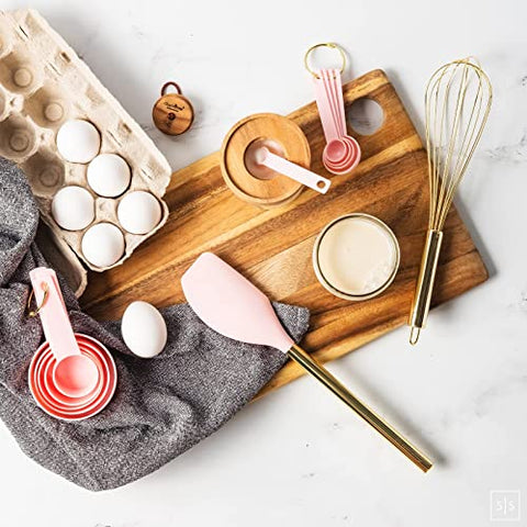 Black and Gold Kitchen Utensils with Gold Utensil Holder -17PC Gold Cooking Utensils Set Includes Black & Gold Measuring Cups and Spoons, Black Silicone Cooking Utensils Set -Gold Kitchen Accessories