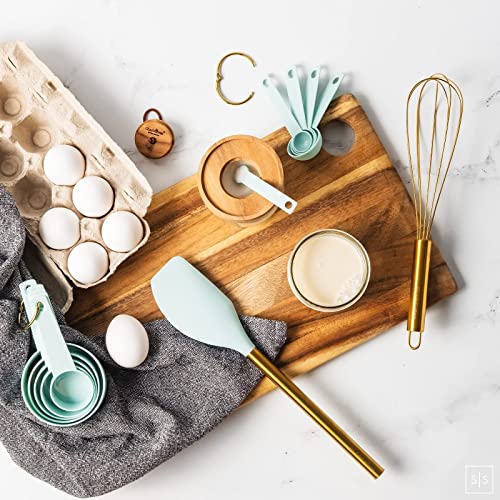 Black and Gold Kitchen Utensils with Gold Utensil Holder -17PC Gold Cooking Utensils Set Includes Black & Gold Measuring Cups and Spoons, Black Silicone Cooking Utensils Set -Gold Kitchen Accessories
