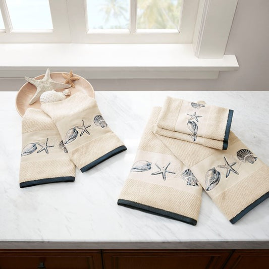Bayside Embroidered Cotton Jacquard 6 Piece Towel Set