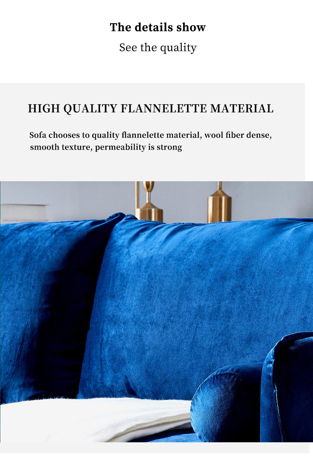 Velvet Fabric sofa with pocket-71‘’Blue