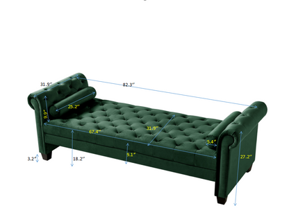 The Mozelle 82.3" Rectangular Large Chaise Lounge Green