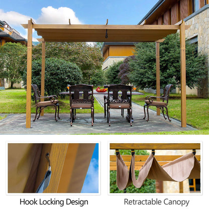 Domi Outdoor Living Outdoor Retractable Pergola with Weather-Resistant Canopy Aluminum