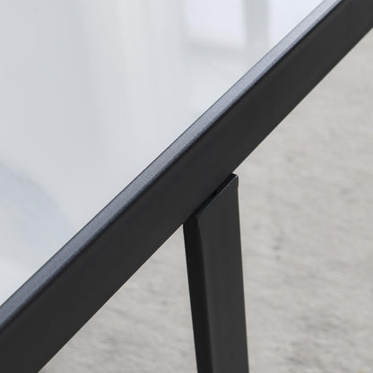 Minimalism Square coffee table，Black metal frame with sintered stone tabletop