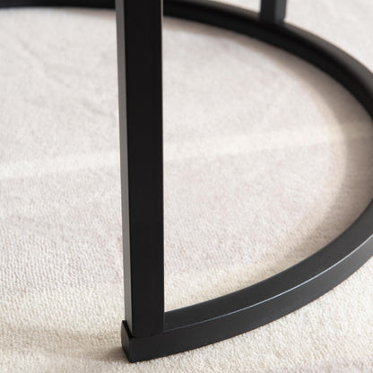 Black metal framed Modern Nesting Coffee Table with Marble Top