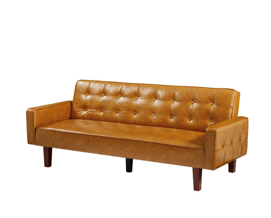 PU Leather Sleeper Sofa - Brown