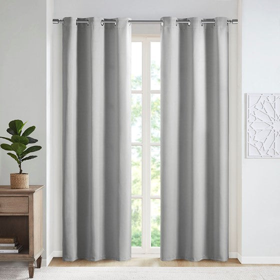 Taren Solid Blackout Triple Weave Grommet Top Curtain Panel Pair