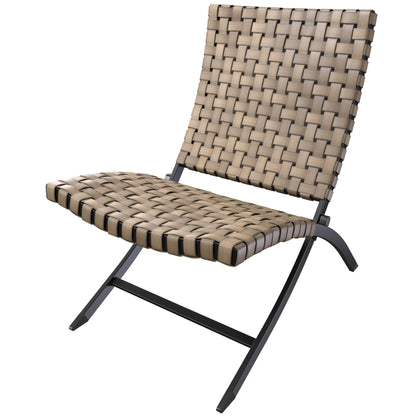 3 Piece Rattan Patio Set Furniture Foldable Wicker Lounger Chairs and Coffee Table Set
