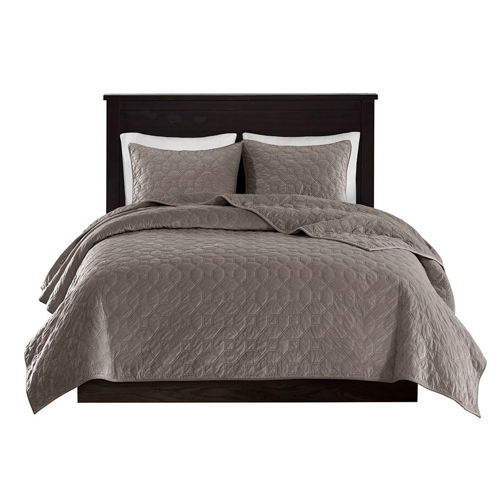 Harper Faux Velvet Reversible 3 Piece Coverlet Set