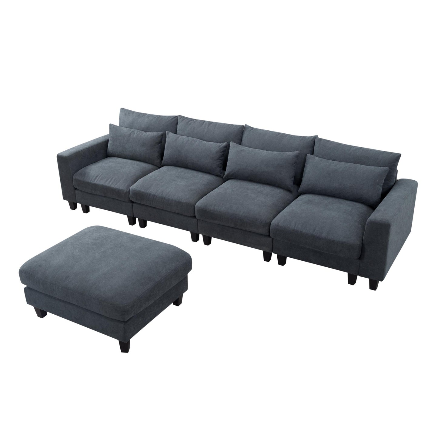 124.4” Modular L-Shaped Sectional Sofa with Ottoman