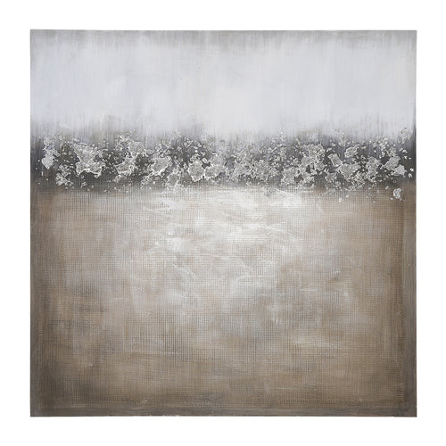 47 X 47 100% HAND PAINTED CANVAS ABSTRACT- BEIGE /