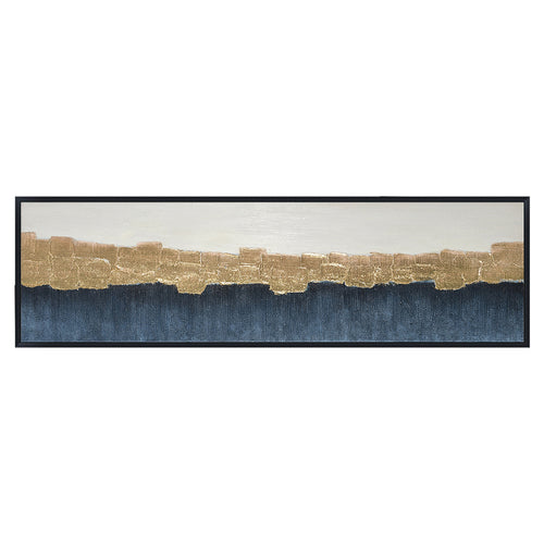 71X20 HANDPAINTED ABSTRACT CANVAS W/ SILVER