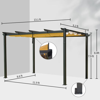 9'x13' Retractable Pergola with Weather-Resistant Canopy Aluminum