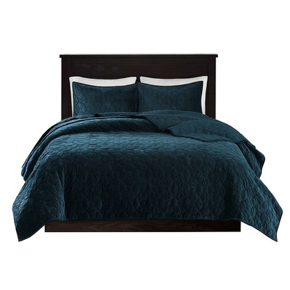 Harper Faux Velvet Reversible 3 Piece Coverlet Set