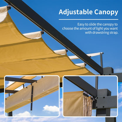 9'x13' Retractable Pergola with Weather-Resistant Canopy Aluminum