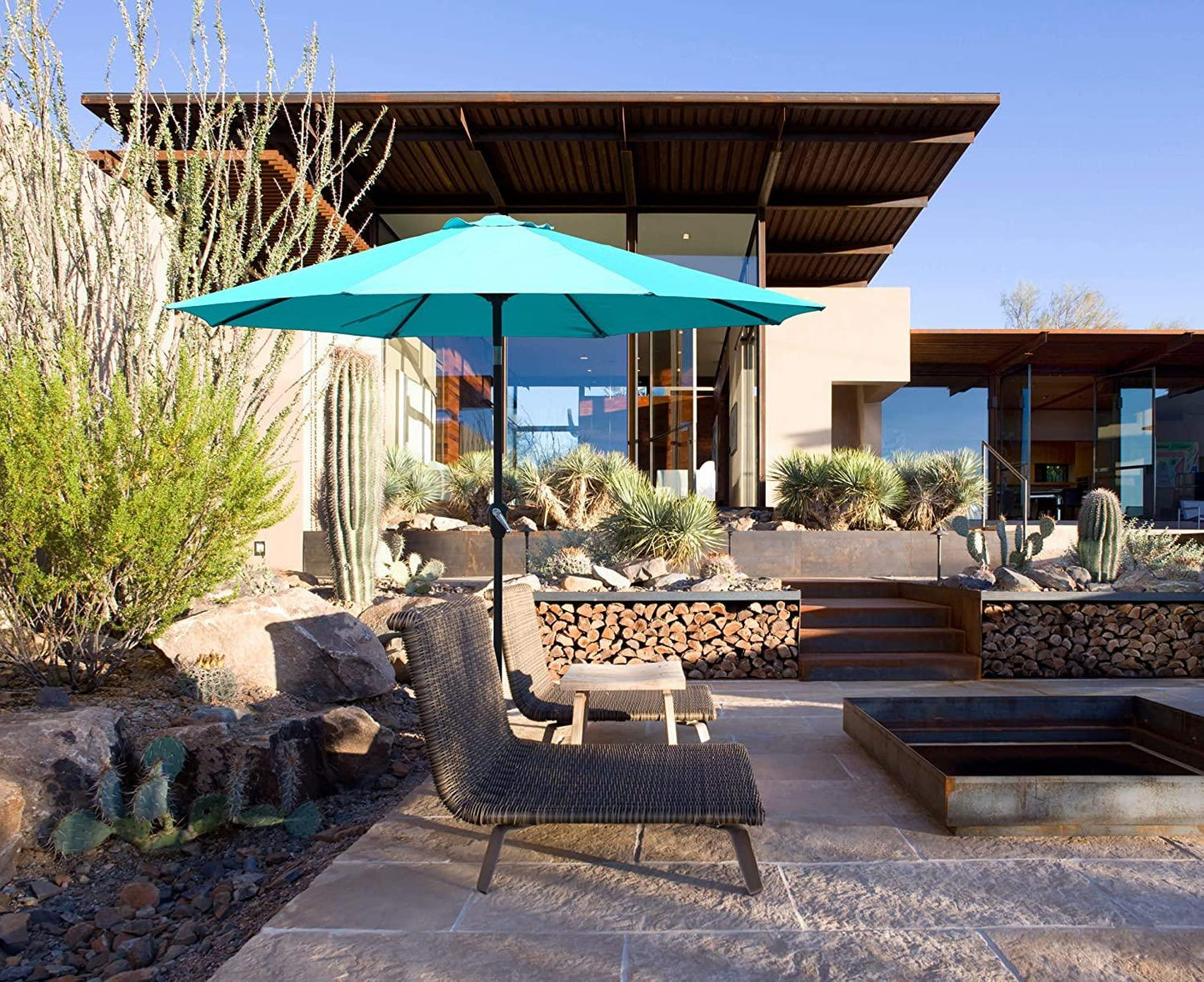 Patio Outdoor Market Umbrella with Aluminum Auto Tilt and Crank Without Base