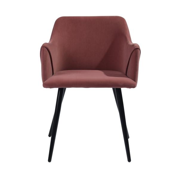 Velvet  Cover Dining Chair with Black Metal Legs