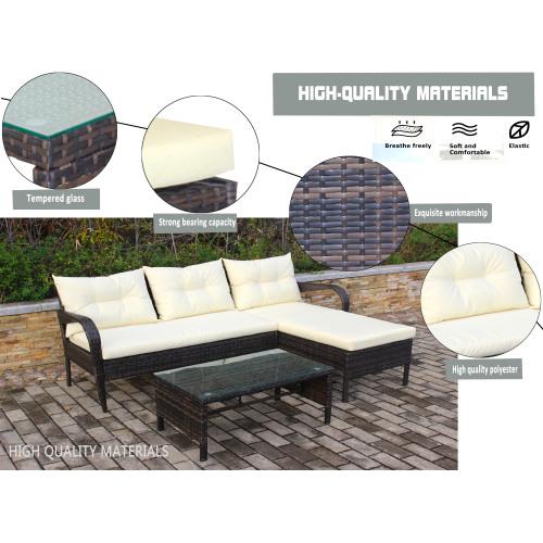 Outdoor patio 3 piece Conversation set Wicker/Rattan Sectional Set