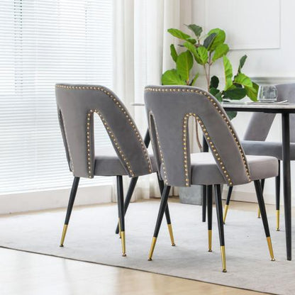 Contemporary Velvet Upholstered Dining Chair Set of 2