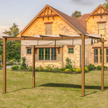 Domi Outdoor Living Outdoor Retractable Pergola with Weather-Resistant Canopy Aluminum