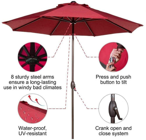 Patio Outdoor Market Umbrella with Aluminum Auto Tilt and Crank Without Base