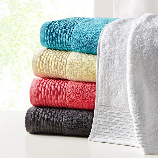 Breeze Jacquard Wavy Border Zero Twist Cotton Towel Set