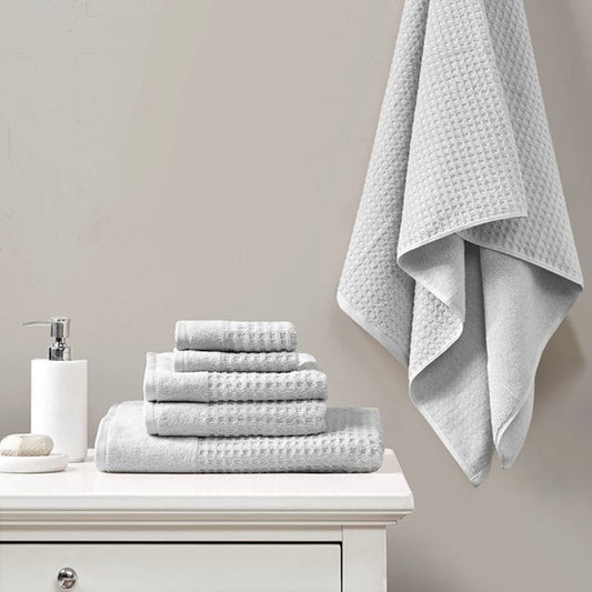 6 Piece Spa Waffle Cotton Jacquard Towels Set