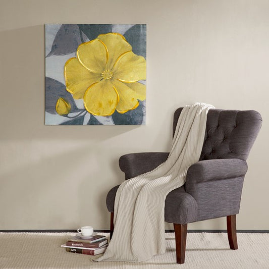 Yellow Bloom Hand Embellished Canvas