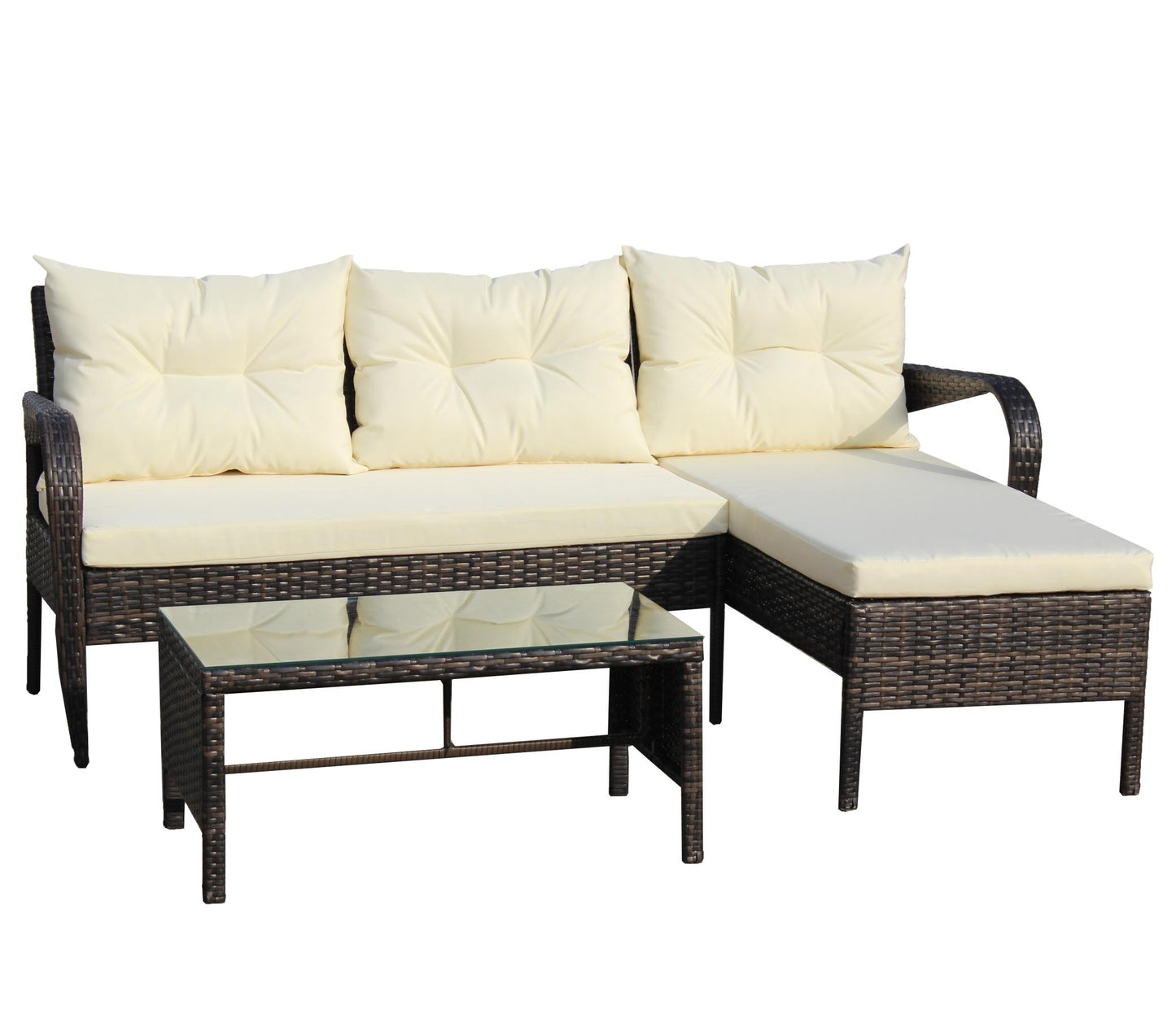 Outdoor patio 3 piece Conversation set Wicker/Rattan Sectional Set