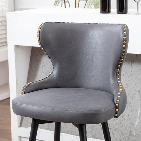 Set of 2 29" Modern Leather Tufted Swivel Bar Stools