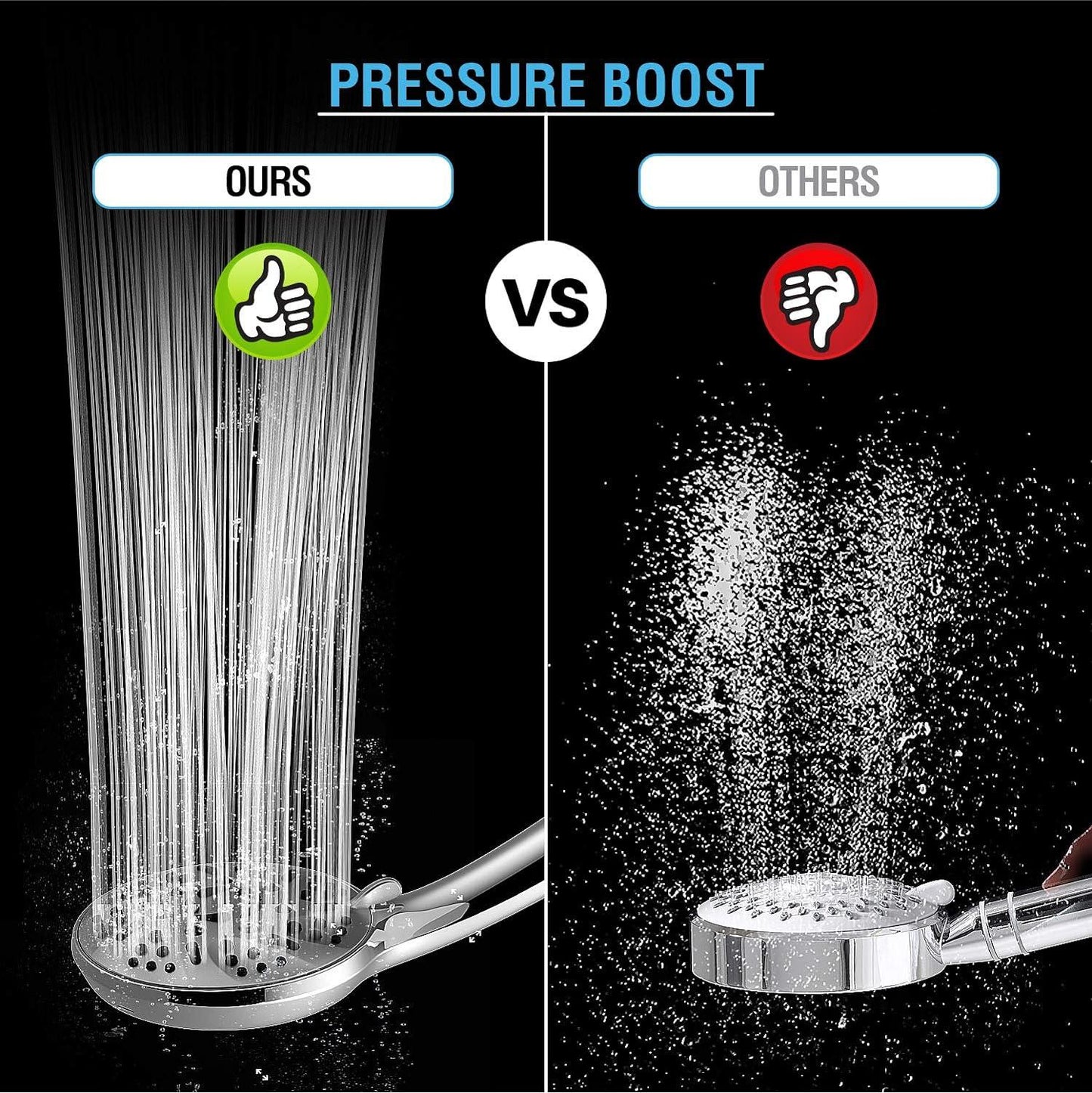 High Pressure Handheld Shower Head – 9 Spray Modes Hand Held Shower Head with 60 Inch Hose