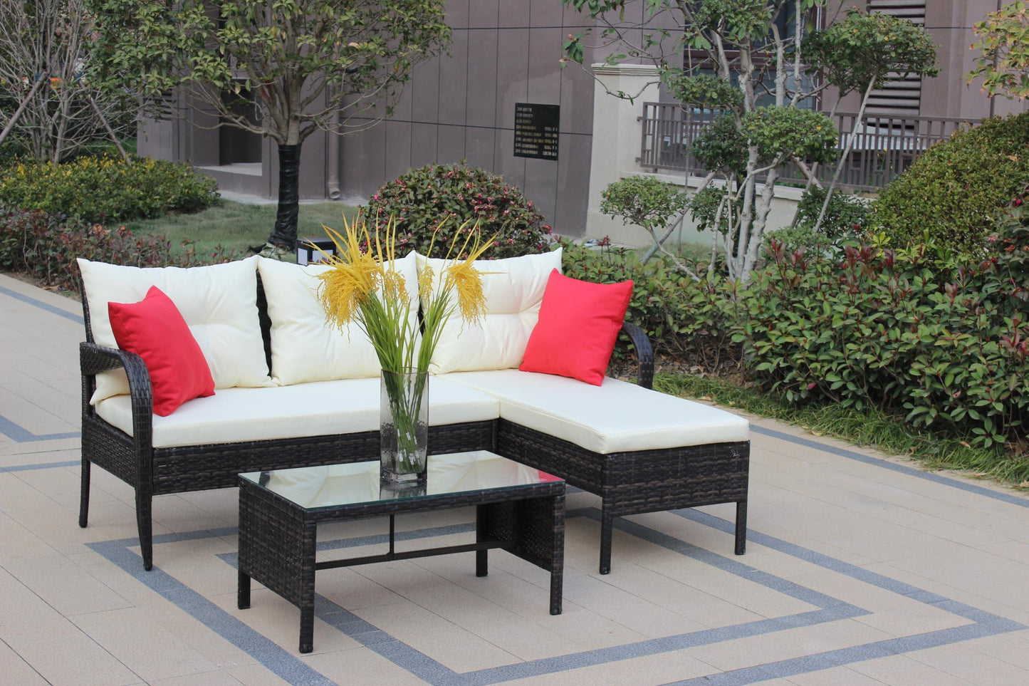 Outdoor patio 3 piece Conversation set Wicker/Rattan Sectional Set