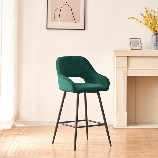 Set of 2 Velvet Green Counter Stools