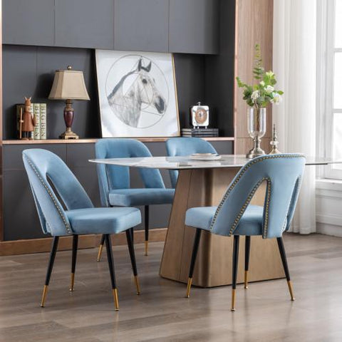 Contemporary Velvet Upholstered Dining Chair Set of 2