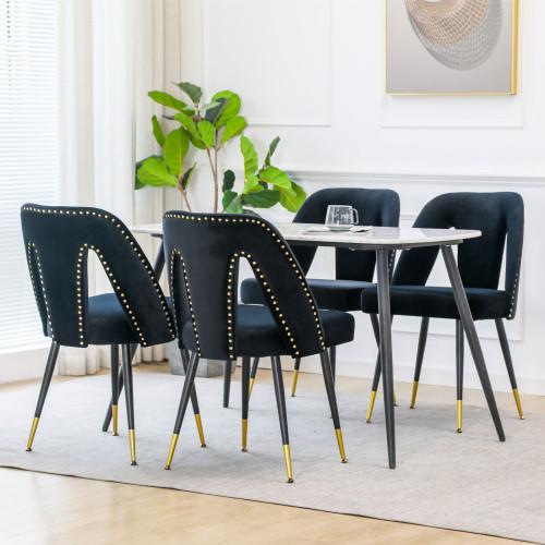 Contemporary Velvet Upholstered Dining Chair Set of 2